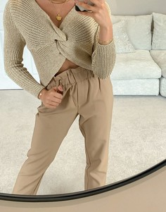 Бежевые брюки с присборенной талией Vila-Бежевый