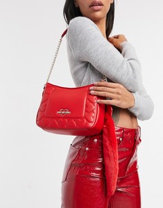 Красная сумка на плечо с тиснением в виде сердечек Love Moschino-Красный