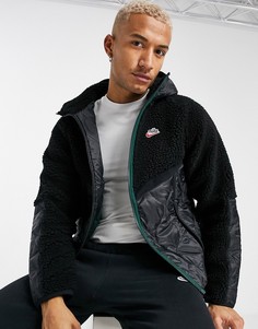 Черная куртка на молнии с капюшоном и вставками из флиса Nike Heritage Essentials Winter-Черный