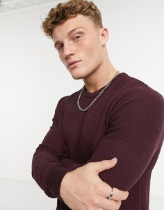 Джемпер из вафельного трикотажа бордового цвета Jack & Jones Premium-Красный