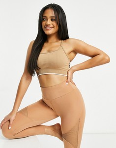 Бесшовный спортивный бюстгальтер с двойными лямками ASOS 4505-Светло-бежевый