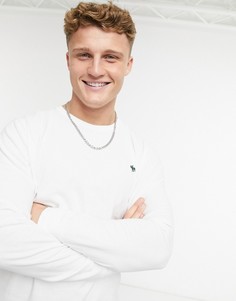 Белый лонгслив с логотипом Abercrombie & Fitch