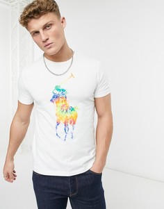 Белая футболка с большим логотипом в расцветке тай-дай Polo Ralph Lauren-Белый