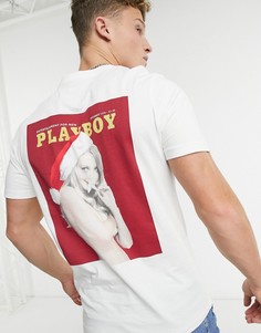 Белая футболка с новогодним принтом "Playboy" Jack & Jones Originals-Белый
