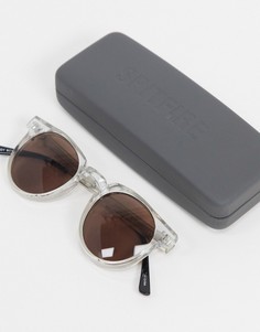 Круглые солнцезащитные очки унисекс с коричневыми стеклами в прозрачной оправе Spitfire Teddy Boy-Очистить
