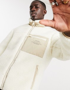 Бежевая куртка из искусственной цигейки Bershka-Бежевый