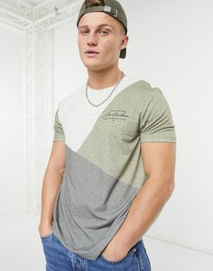 Футболка в стиле колор-блок с надписью "Амстердам" Burton Menswear-Зеленый