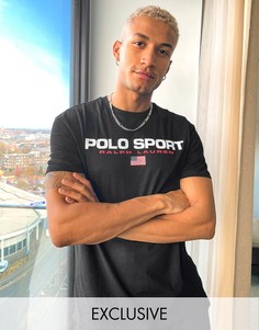 Черная футболка с логотипом Polo Ralph Lauren Sport эксклюзивно для ASOS-Черный