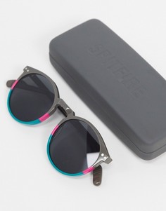 Женские солнцезащитные очки в круглой оправе серого и голубого цвета с розовой полосой Spitfire Cut Eighteen-Многоцветный