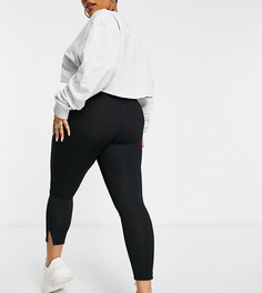 Черные леггинсы в рубчик с разрезами Yours-Черный