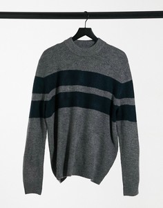 Серый трикотажный джемпер с полоской на груди Burton Menswear