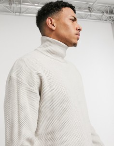 Серый джемпер в стиле oversized с высоким воротом Topman