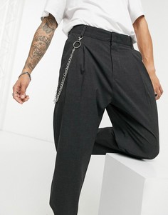 Серые брюки с цепочкой Bershka-Серый
