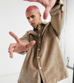 Светло-бежевая вельветовая рубашка навыпуск Reclaimed Vintage inspired-Светло-бежевый