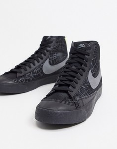 Светящиеся в темноте черные кроссовки Nike Blazer Mid 77-Черный