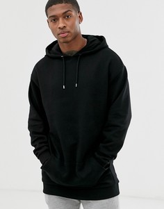 Удлиненный худи черного цвета в стиле oversized ASOS DESIGN-Черный