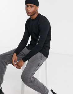 Черный облегающий свитшот с карманом MA1 ASOS DESIGN