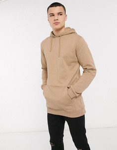 Удлиненный худи в стиле oversized светло-коричневого цвета ASOS DESIGN-Коричневый