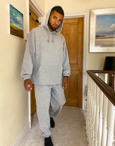 Серый меланжевый спортивный oversized-костюм с худи и джоггерами ASOS DESIGN