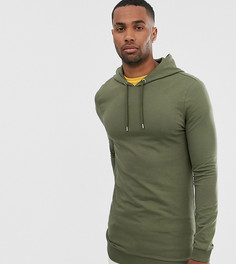 Удлиненный обтягивающий худи цвета хаки ASOS DESIGN Tall-Зеленый