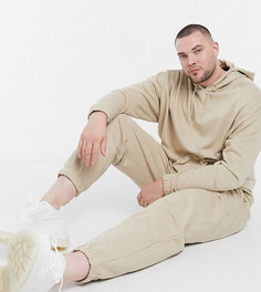 Бежевый спортивный костюм из органического хлопка в стиле oversized с худи и джоггерами ASOS DESIGN Plus