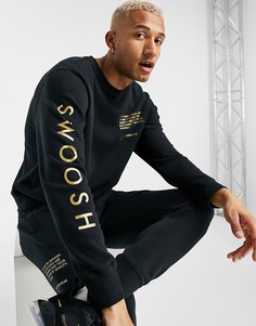 Черный свитшот с круглым вырезом и логотипом Nike