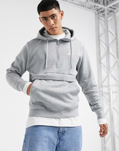 Худи серого цвета с воротом на молнии Nike Club-Серый
