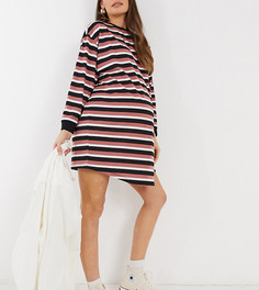 Розовое платье-рубашка с длинными рукавами в стиле oversized в полоску ASOS DESIGN Maternity-Многоцветный
