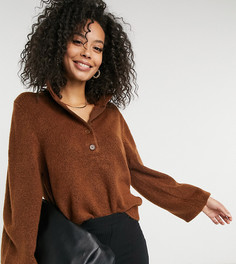 Коричневый джемпер с планкой на пуговицах ASOS DESIGN Tall