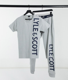 Комплект из лонгслива с логотипом и штанов для дома Lyle & Scott-Серый