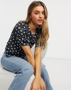 Свободный топ с воротником и принтом в горошек ASOS DESIGN-Многоцветный
