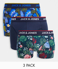 Набор из трех боксеров-брифов с цветочным принтом Jack & Jones-Многоцветный