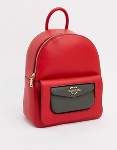 Красный с зеленым рюкзак с двойным карманом Love Moschino