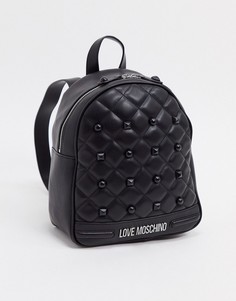 Черный стеганый рюкзак с заклепками Love Moschino