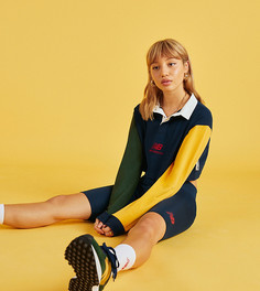 Укороченный топ-регби в стиле колор блок New Balance эксклюзивно для ASOS-Темно-синий