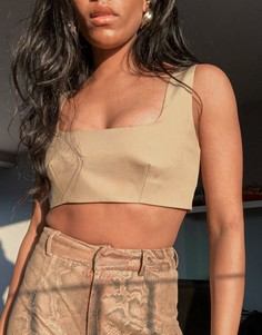 Кроп-топ с полуовальным вырезом цвета мокко ASOS DESIGN-Коричневый