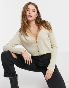 Кремовый трикотажный кардиган на пуговицах Girl In Mind