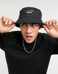 Черная хлопковая панама с логотипом ASOS DESIGN-Черный