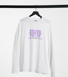 Белый лонгслив в стиле oversized с принтом названия города ASOS DESIGN Tall
