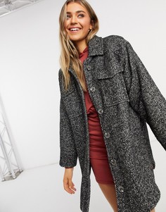 Куртка-рубашка в черно-белую крапинку ASOS DESIGN-Многоцветный