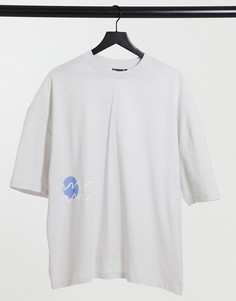 Белая oversized-футболка с принтом с волнами ASOS DESIGN-Белый