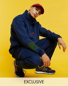 Темно-синий свитшот на пуговицах с логотипом New Balance – эксклюзивно для ASOS