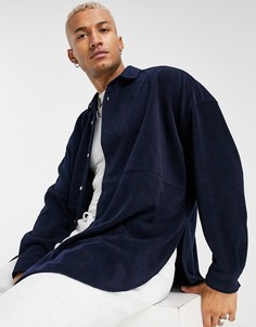 Темно-синяя флисовая oversized-рубашка ASOS DESIGN-Темно-синий