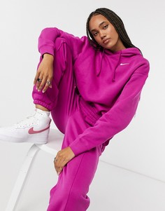 Oversized-худи фиолетового цвета с маленьким логотипом-галочкой Nike-Фиолетовый