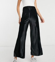 Брюки-кюлоты из жатого бархата ASOS DESIGN Tall-Черный