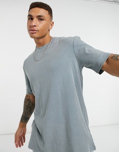 Синяя футболка с эффектом кислотной стирки Burton Menswear-Голубой