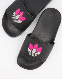 Черные шлепанцы adidas Originals adilette Lite-Белый