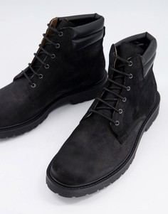 Походные ботинки черного воскового цвета H by Hudson-Черный