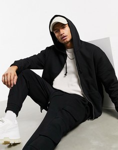 Черный oversize-худи на молнии ASOS DESIGN