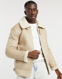 Куртка авиатор под овчину светло-бежевого цвета IRO-Светло-бежевый Topman